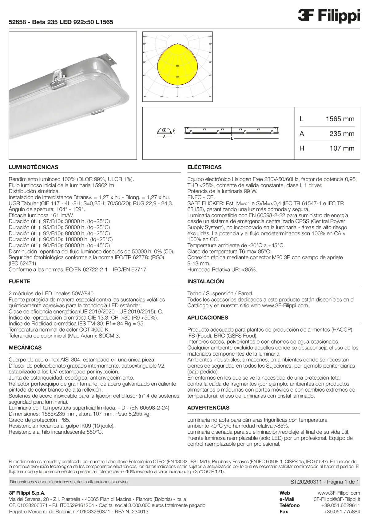 52658 - Beta 235 LED 922x50 L1565 - Datasheet - es