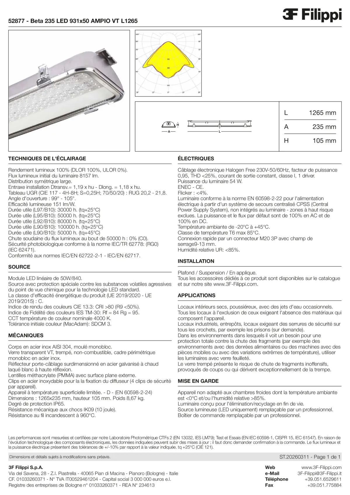 52877 - Beta 235 LED 931x50 AMPIO VT L1265 - Datasheet - fr