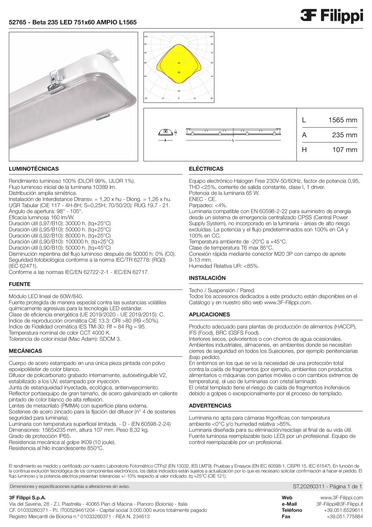 52765 - Beta 235 LED 751x60 AMPIO L1565 - Datasheet - es