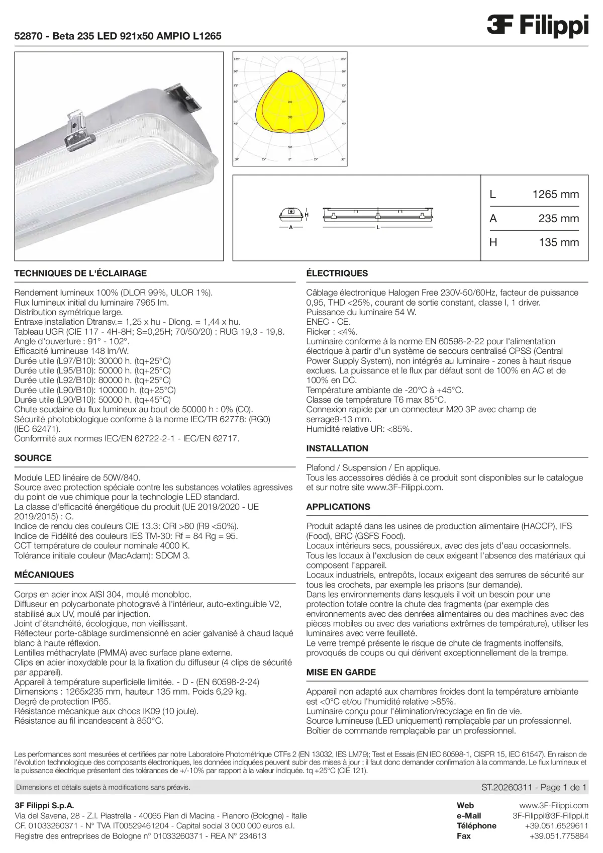 52870 - Beta 235 LED 921x50 AMPIO L1265 - Datasheet - fr