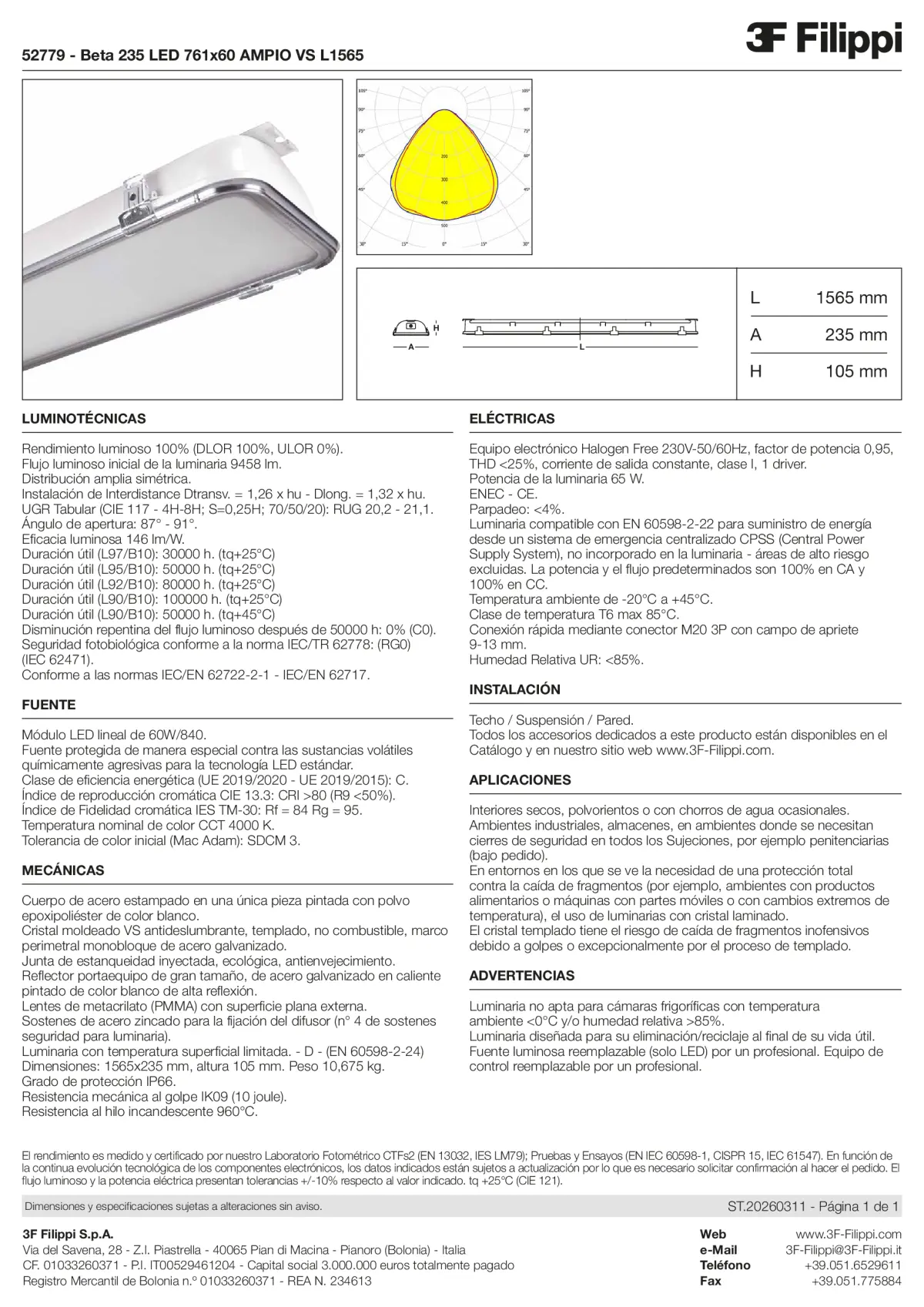 52779 - Beta 235 LED 761x60 AMPIO VS L1565 - Datasheet - es