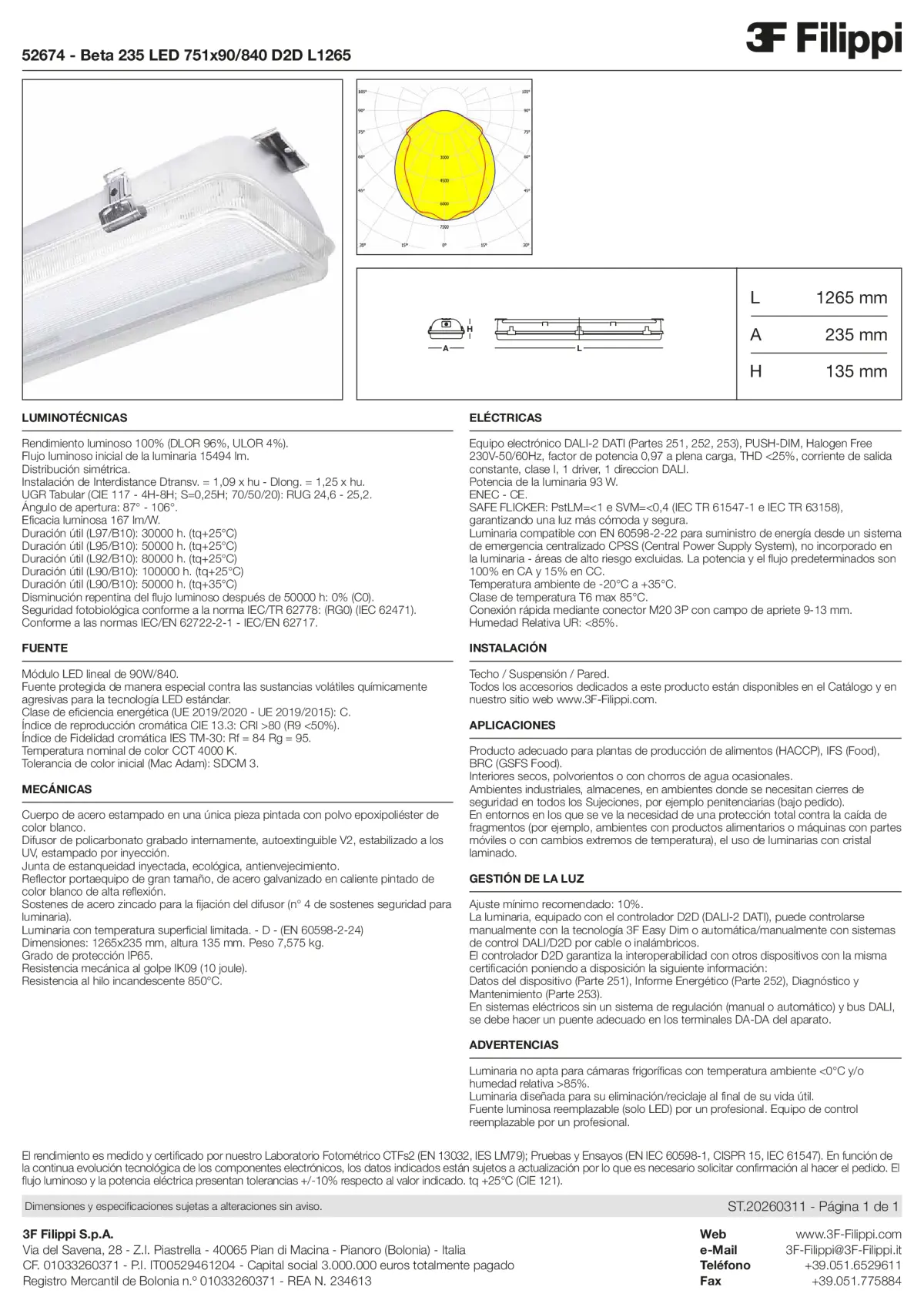 52674 - Beta 235 LED 751x90-840 D2D L1265 - Datasheet - es