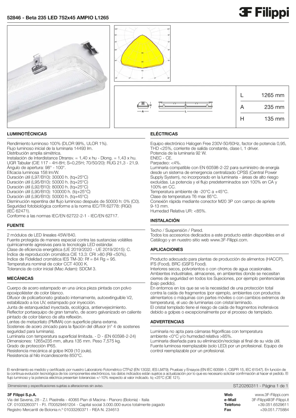 52846 - Beta 235 LED 752x45 AMPIO L1265 - Datasheet - es