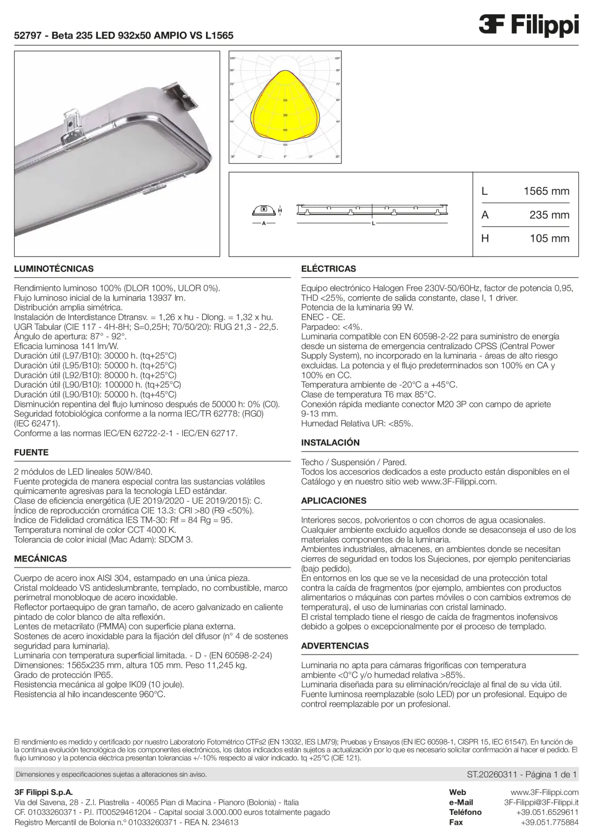 52797 - Beta 235 LED 932x50 AMPIO VS L1565 - Datasheet - es