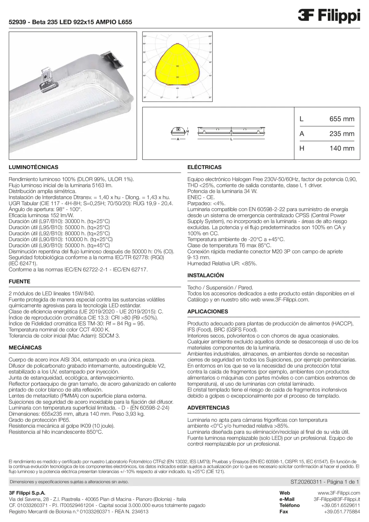 52939 - Beta 235 LED 922x15 AMPIO L655 - Datasheet - es
