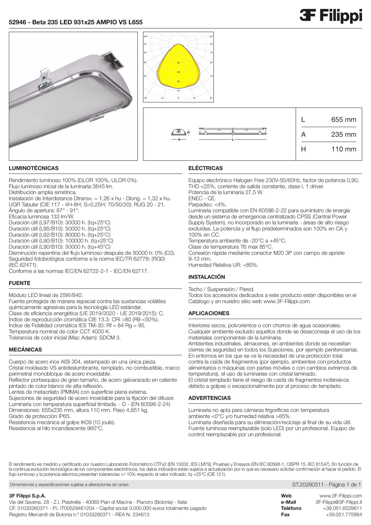 52946 - Beta 235 LED 931x25 AMPIO VS L655 - Datasheet - es