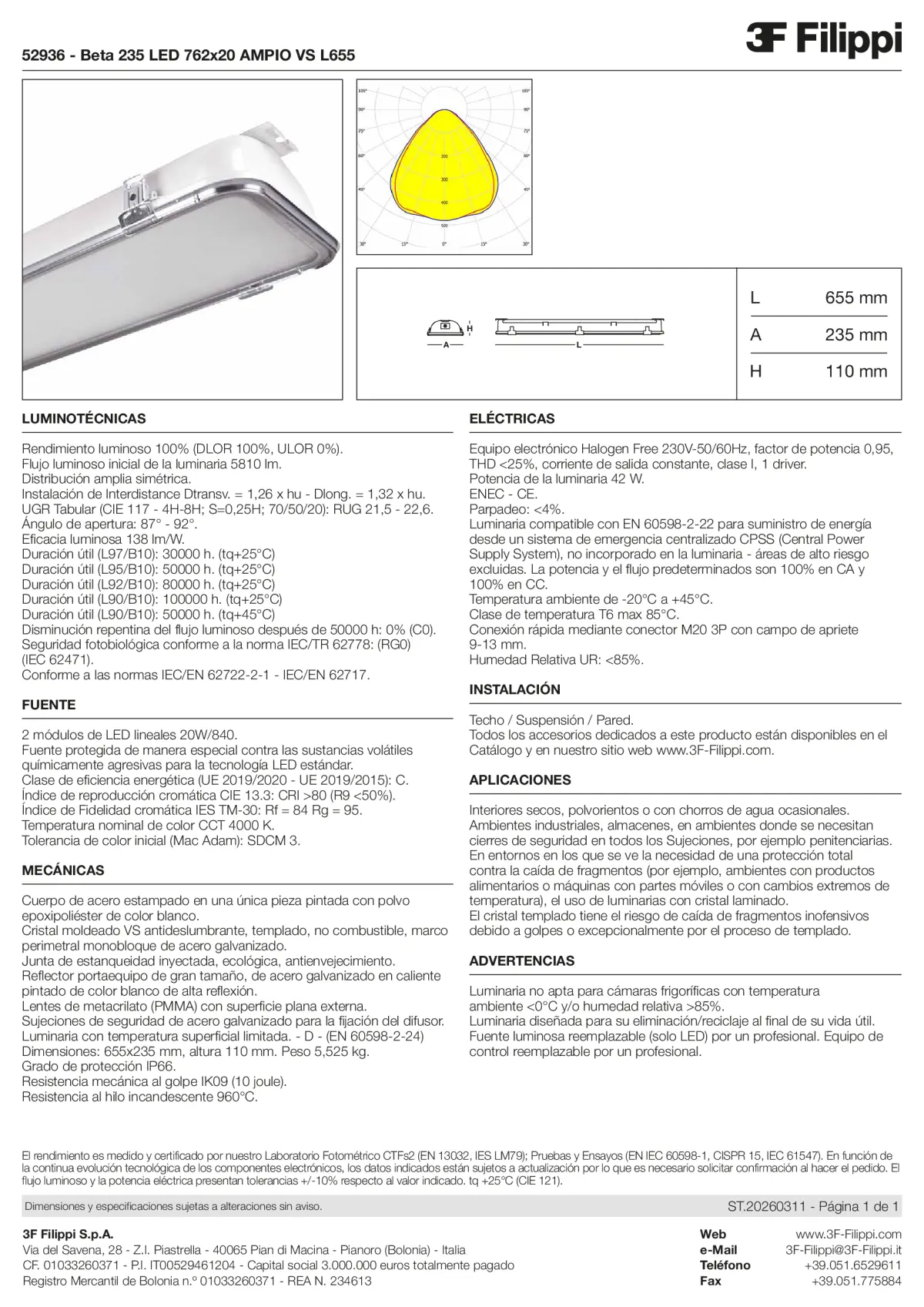 52936 - Beta 235 LED 762x20 AMPIO VS L655 - Datasheet - es