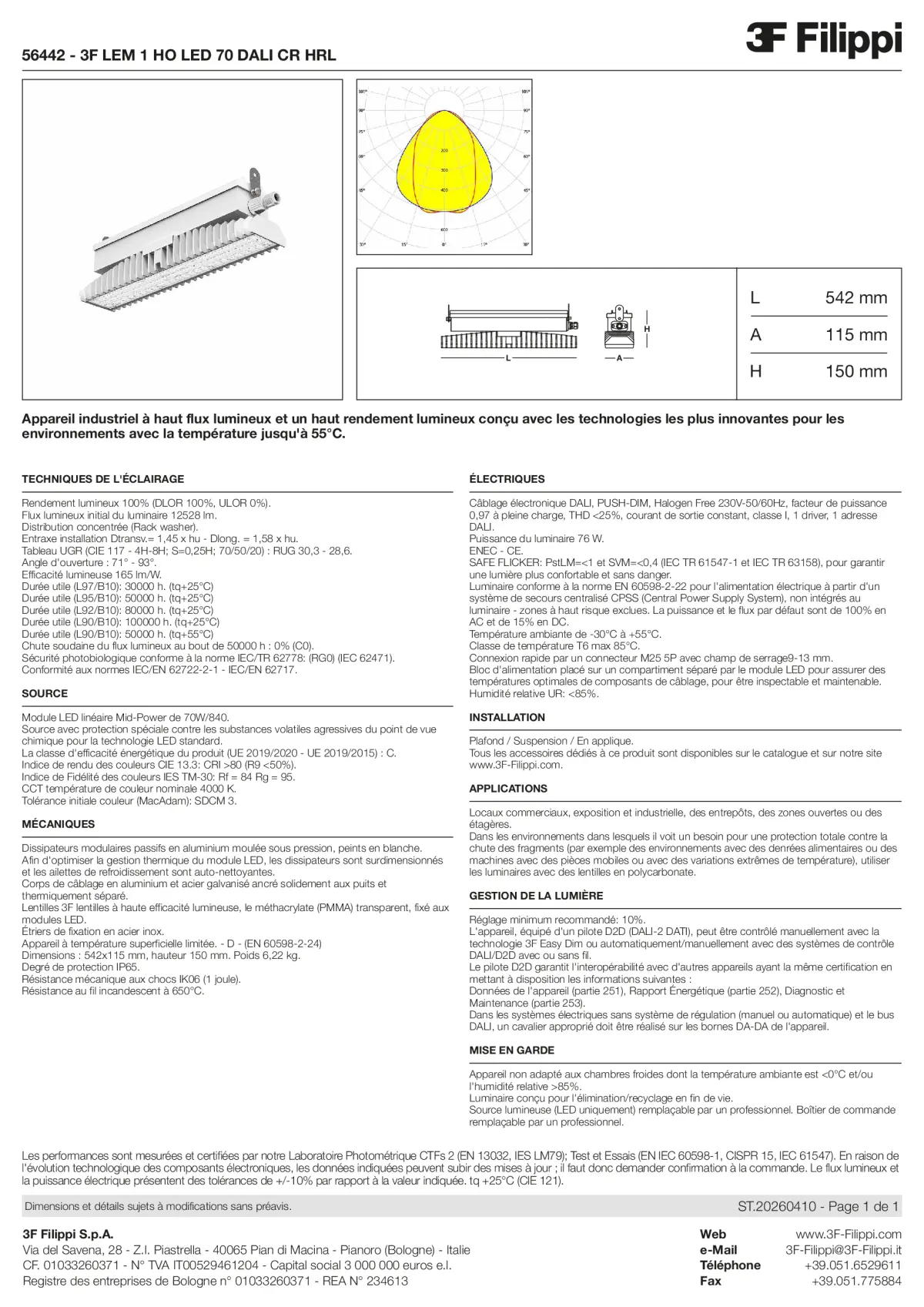 56442 - 3F LEM 1 HO LED 70 DALI CR HRL - Datasheet - fr