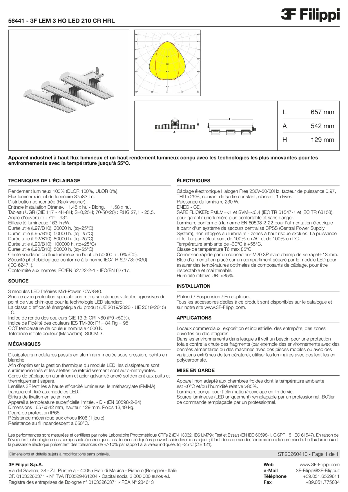 56441 - 3F LEM 3 HO LED 210 CR HRL - Datasheet - fr