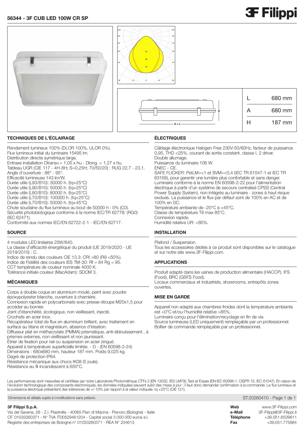 56344 - 3F CUB LED 100W CR SP - Datasheet - fr