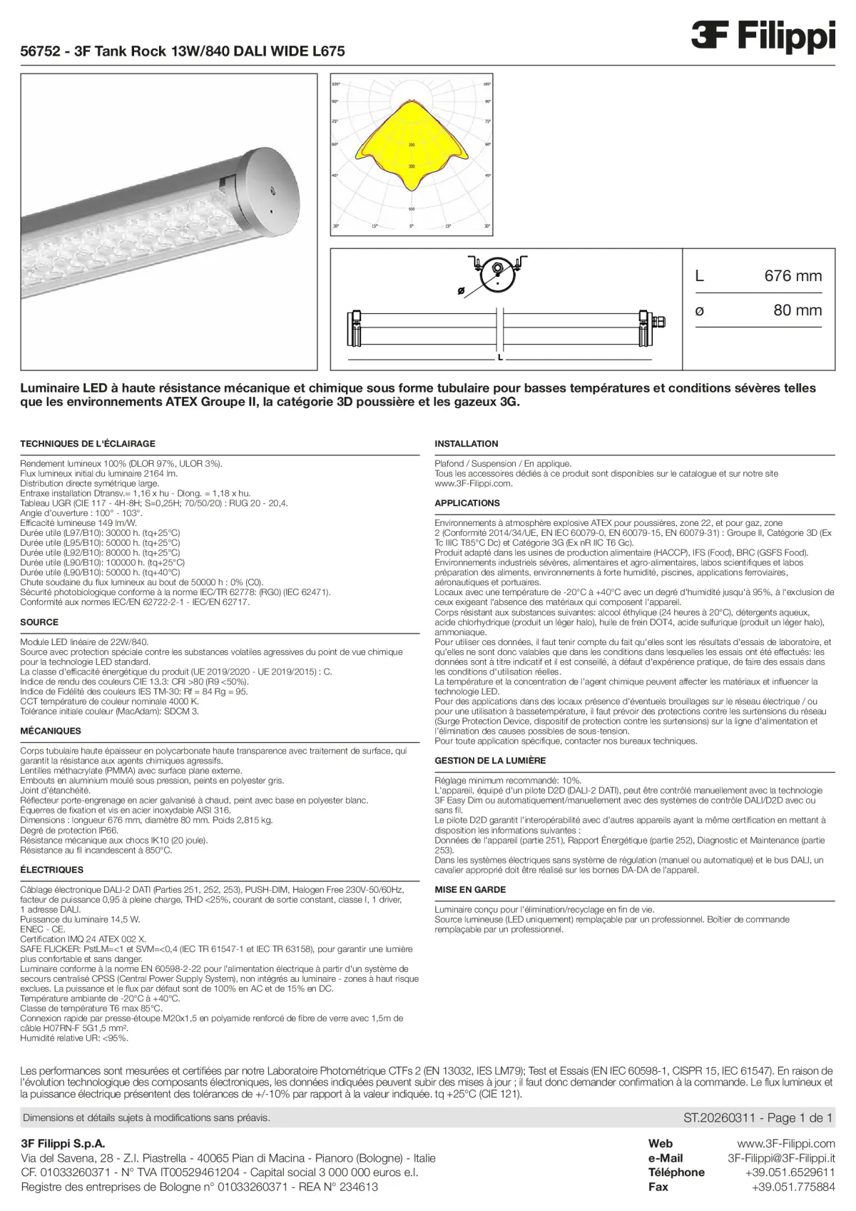 56752 - 3F Tank Rock 13W-840 DALI WIDE L675 - Datasheet - fr