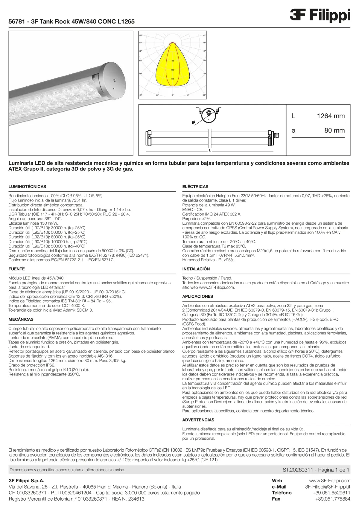 56781 - 3F Tank Rock 45W-840 CONC L1265 - Datasheet - es