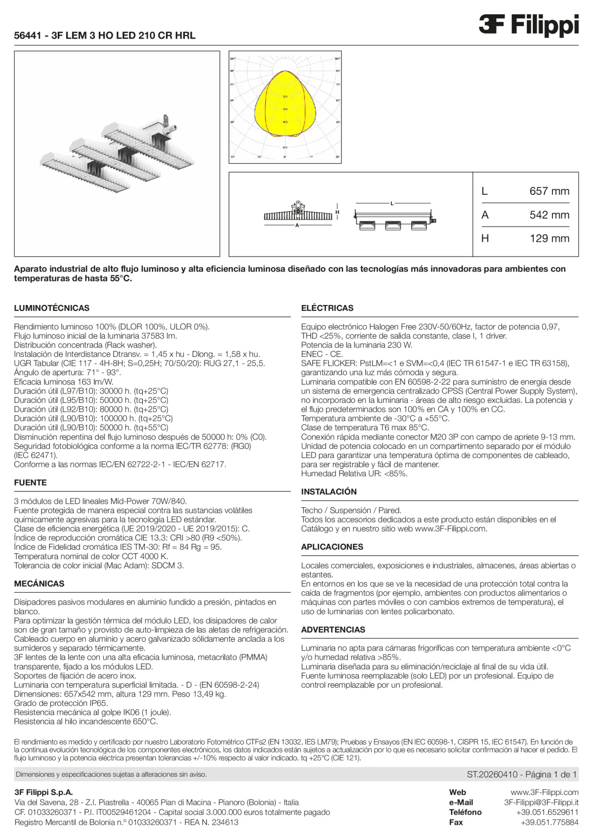 56441 - 3F LEM 3 HO LED 210 CR HRL - Datasheet - es