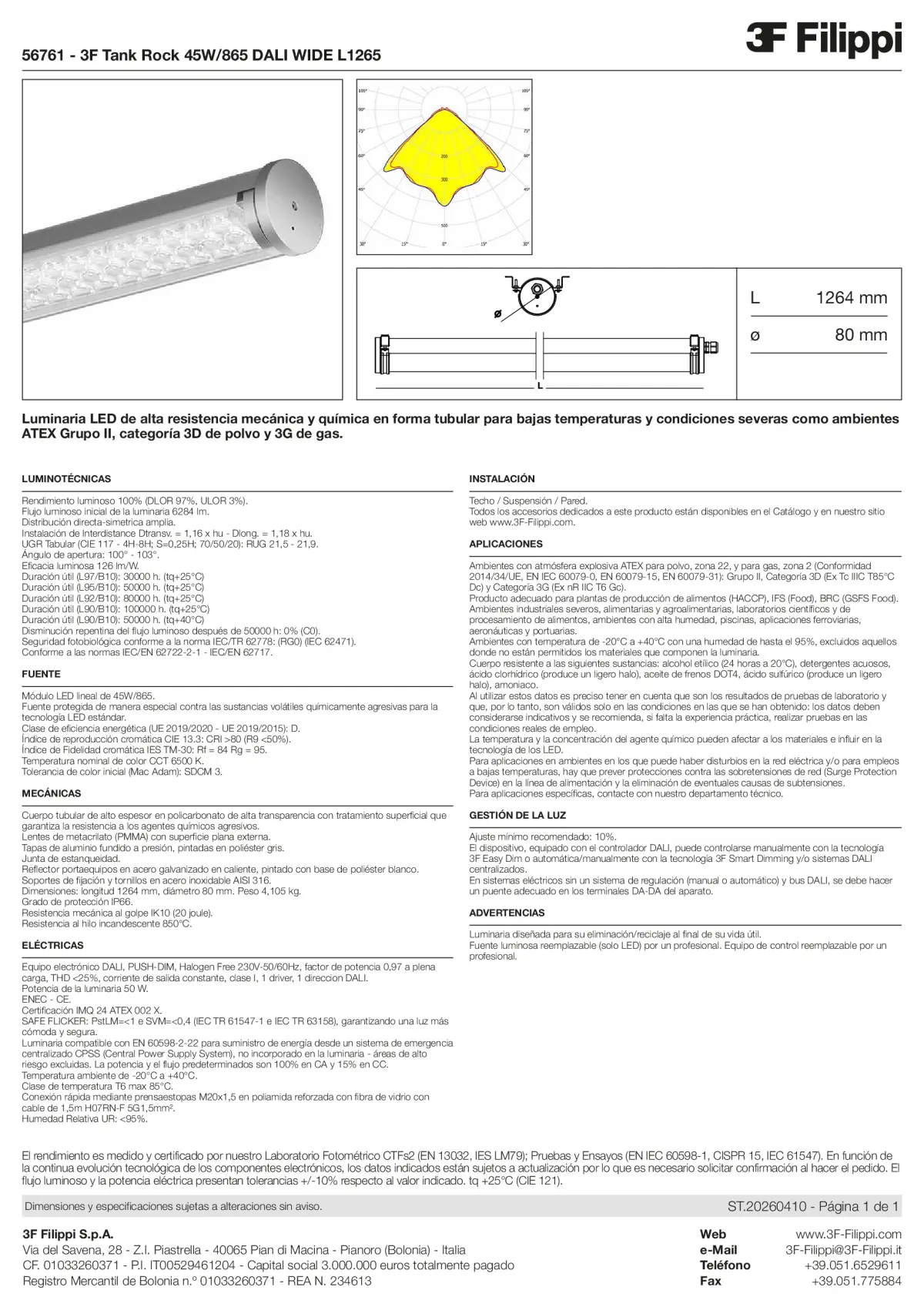 56761 - 3F Tank Rock 45W-865 DALI WIDE L1265 - Datasheet - es