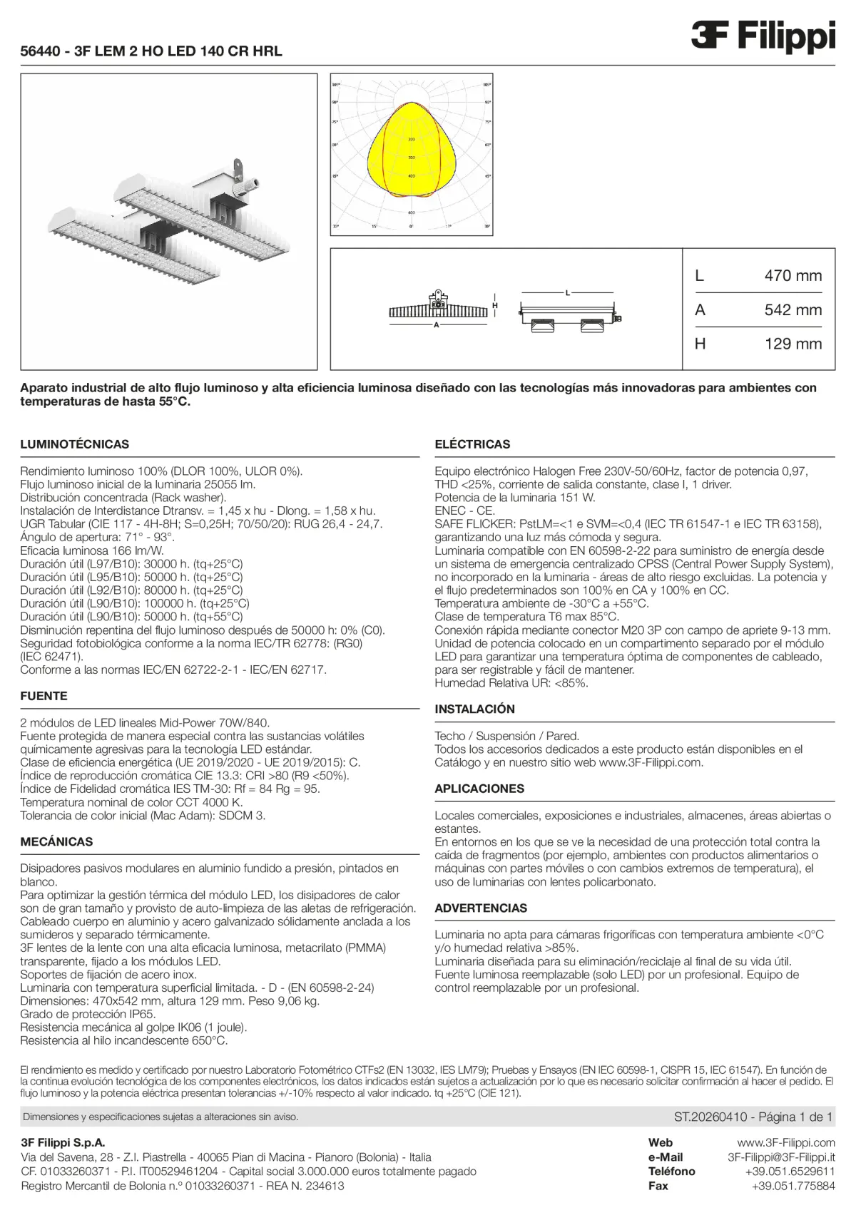 56440 - 3F LEM 2 HO LED 140 CR HRL - Datasheet - es