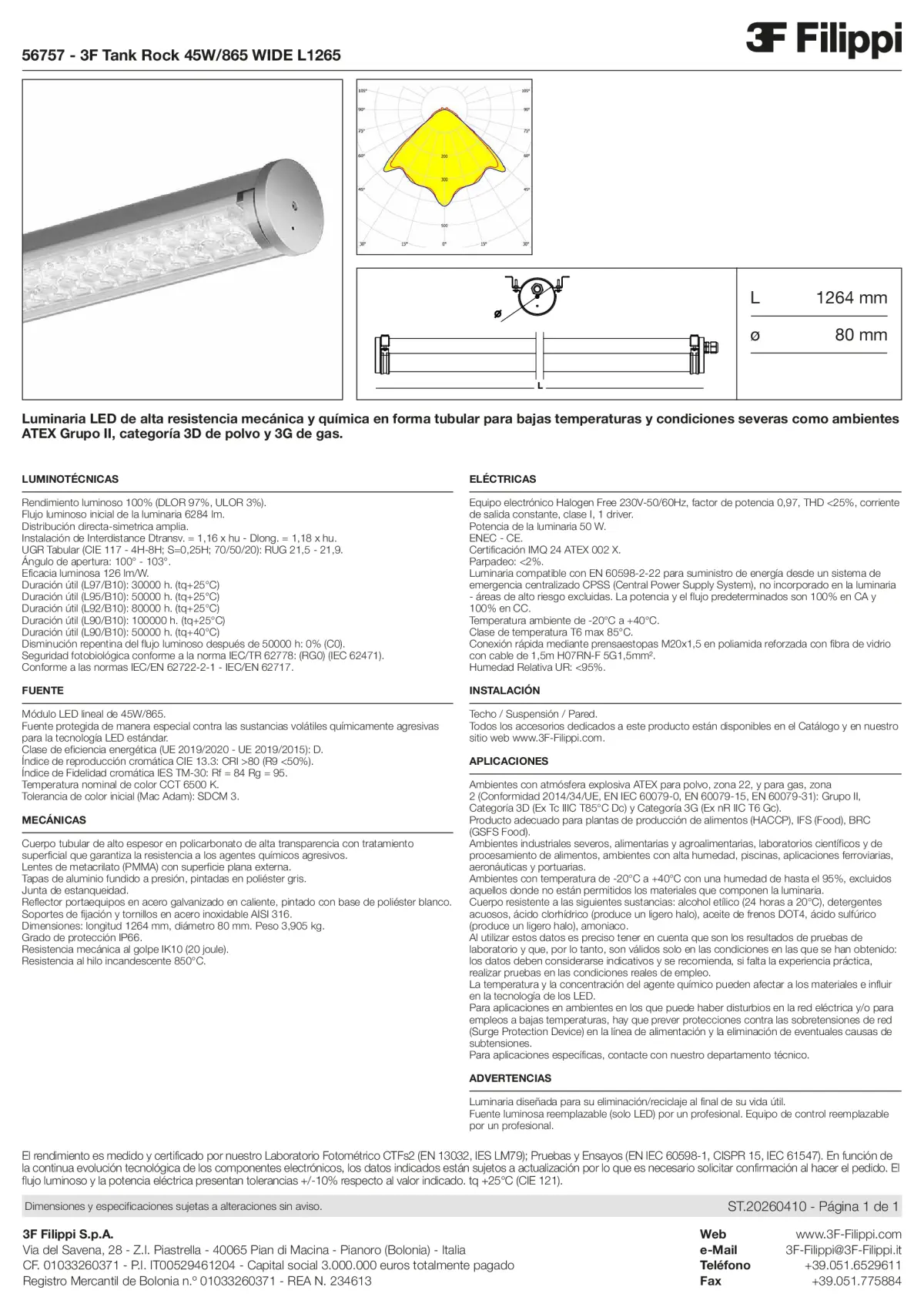 56757 - 3F Tank Rock 45W-865 WIDE L1265 - Datasheet - es