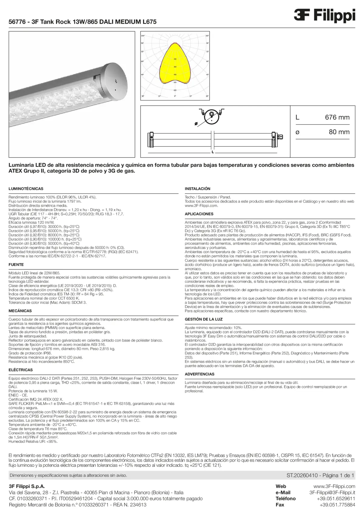56776 - 3F Tank Rock 13W-865 DALI MEDIUM L675 - Datasheet - es