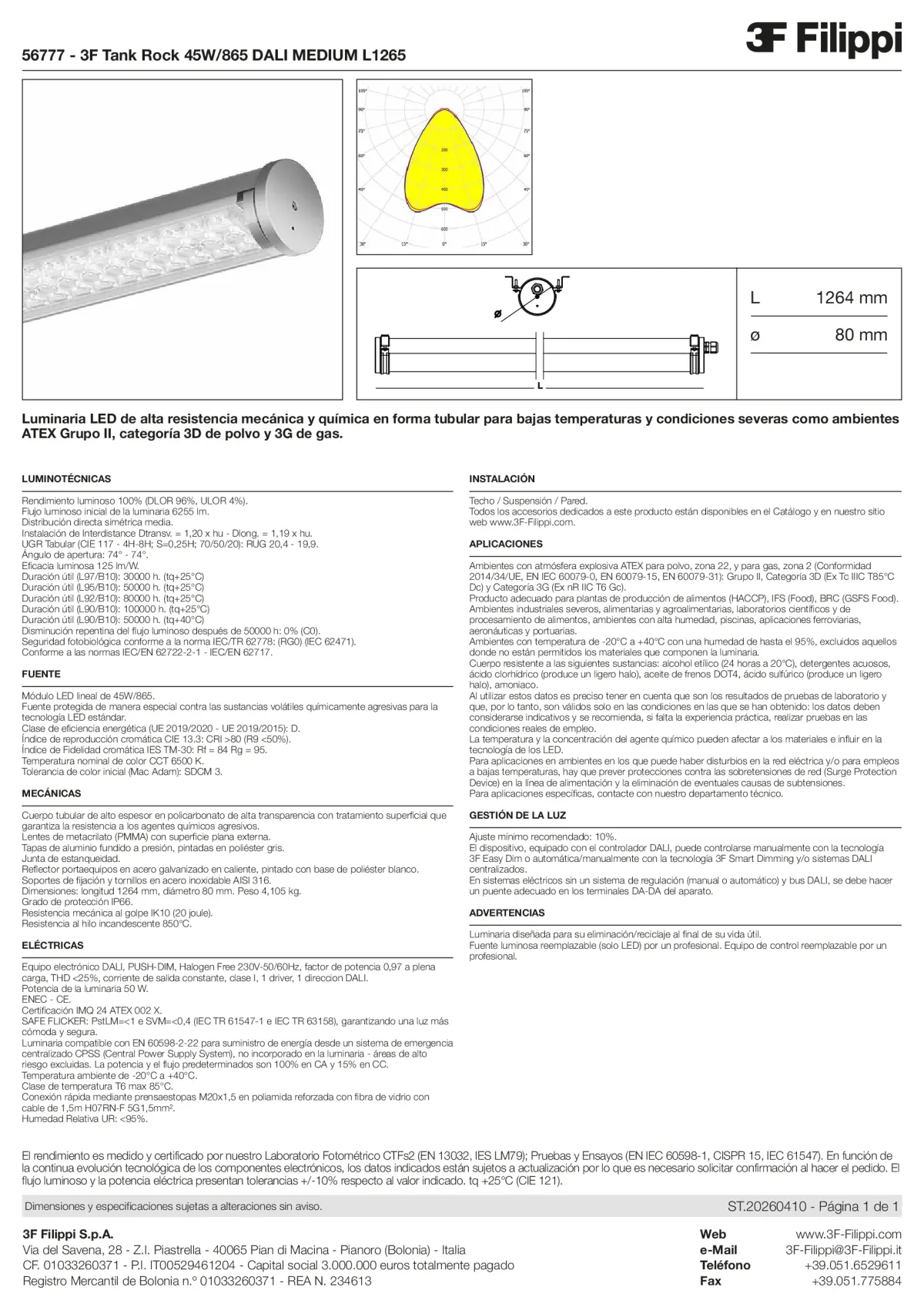 56777 - 3F Tank Rock 45W-865 DALI MEDIUM L1265 - Datasheet - es