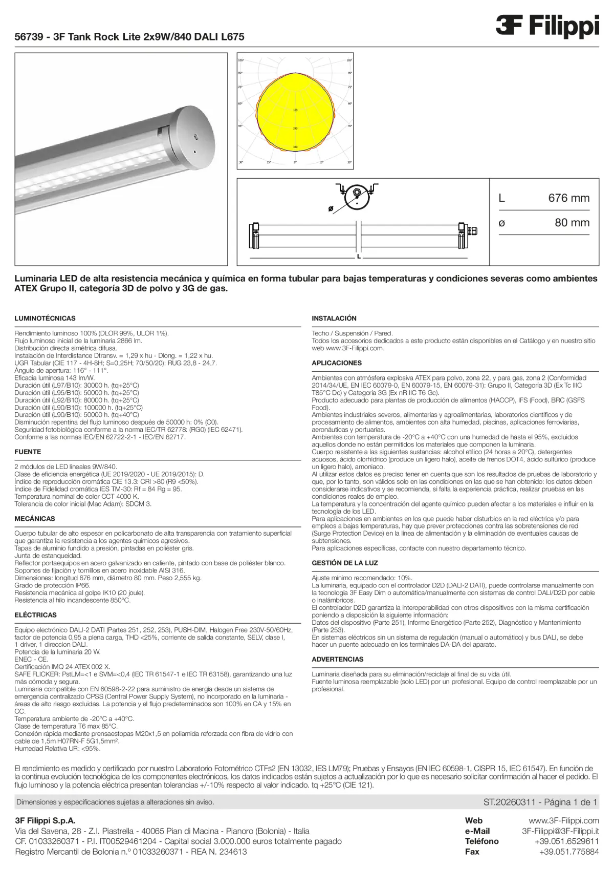 56739 - 3F Tank Rock Lite 2x9W-840 DALI L675 - Datasheet - es