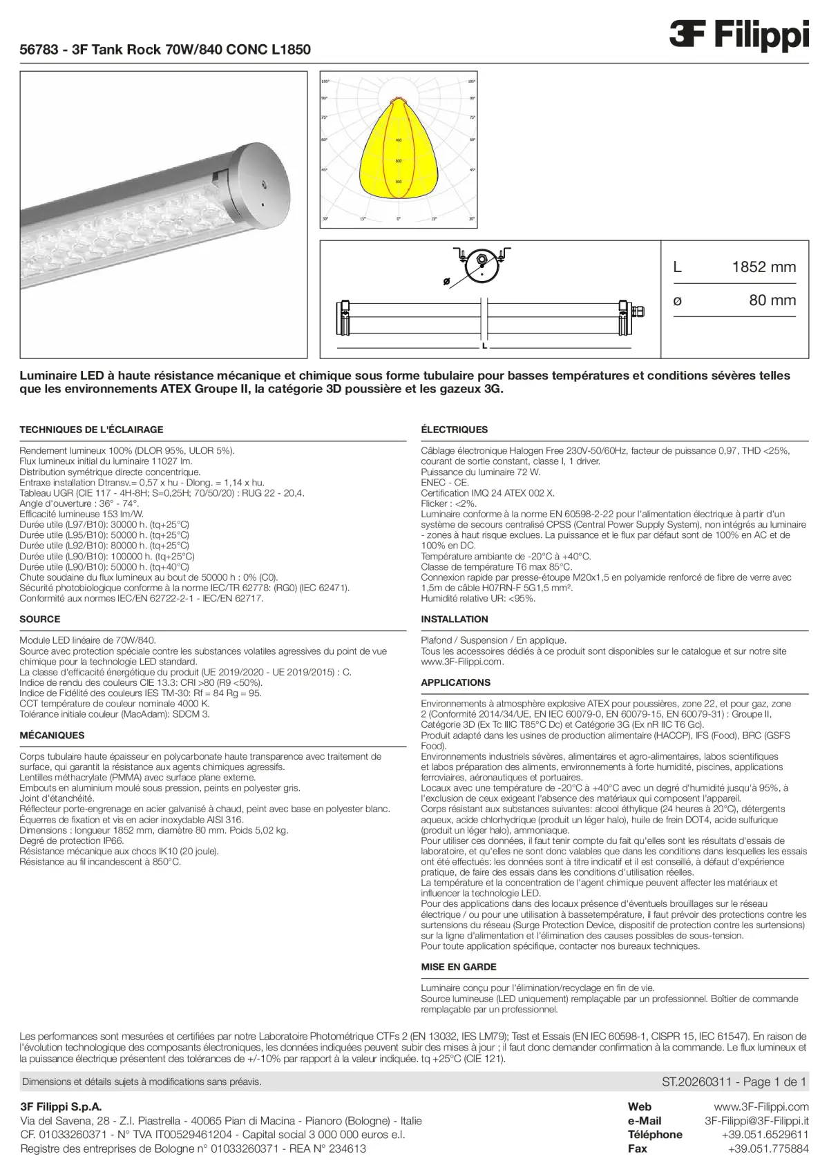 56783 - 3F Tank Rock 70W-840 CONC L1850 - Datasheet - fr