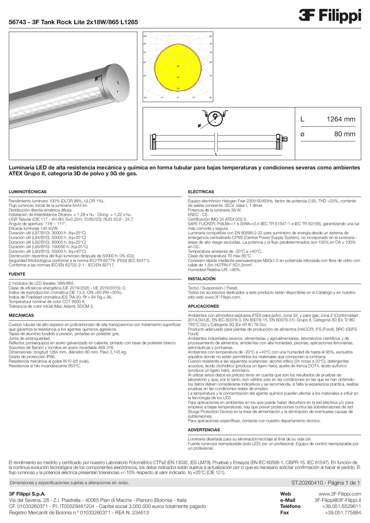 56743 - 3F Tank Rock Lite 2x18W-865 L1265 - Datasheet - es