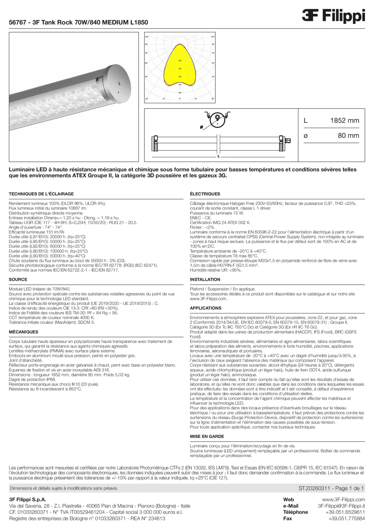 56767 - 3F Tank Rock 70W-840 MEDIUM L1850 - Datasheet - fr