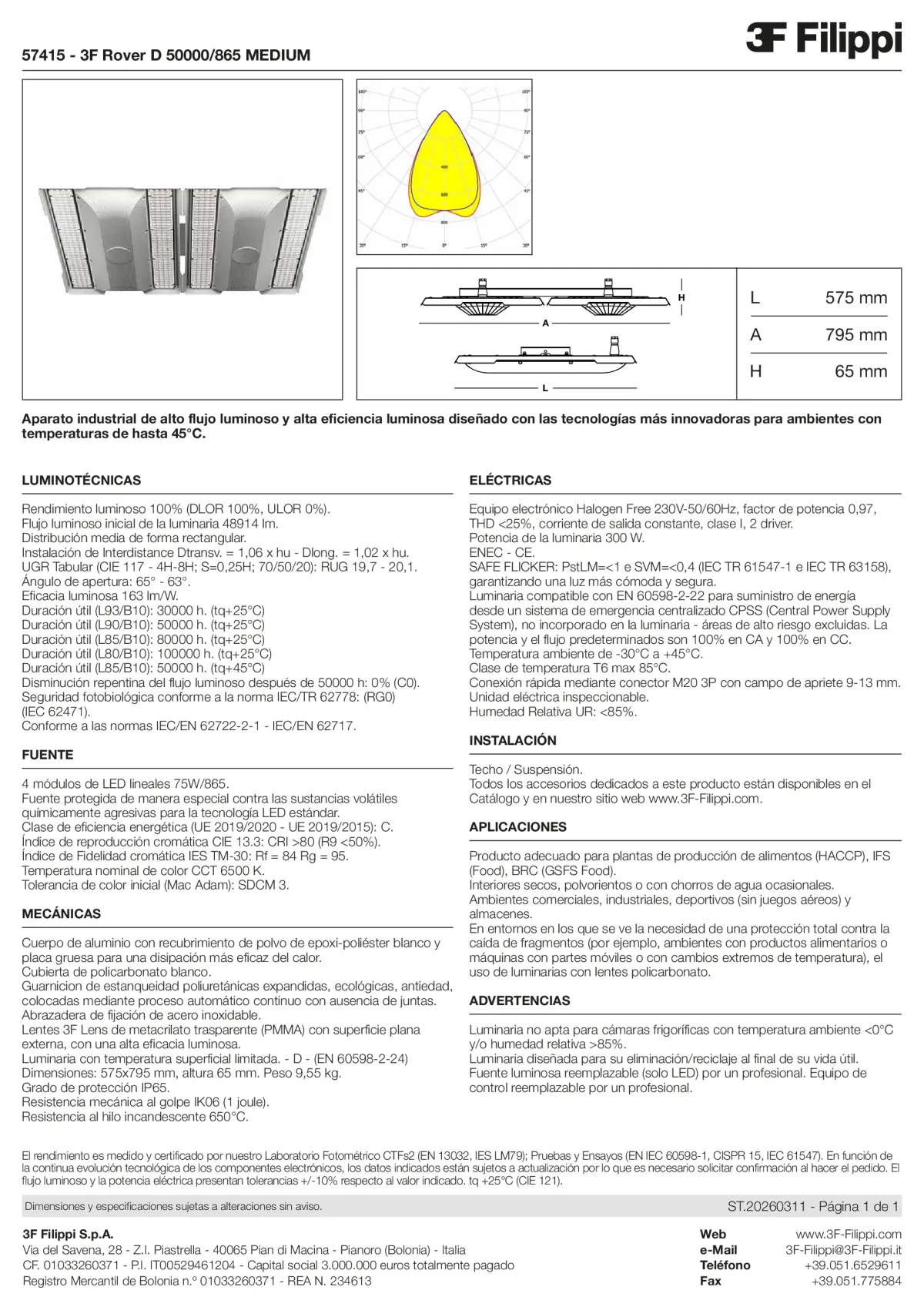 57415 - 3F Rover D 50000-865 MEDIUM - Datasheet - es