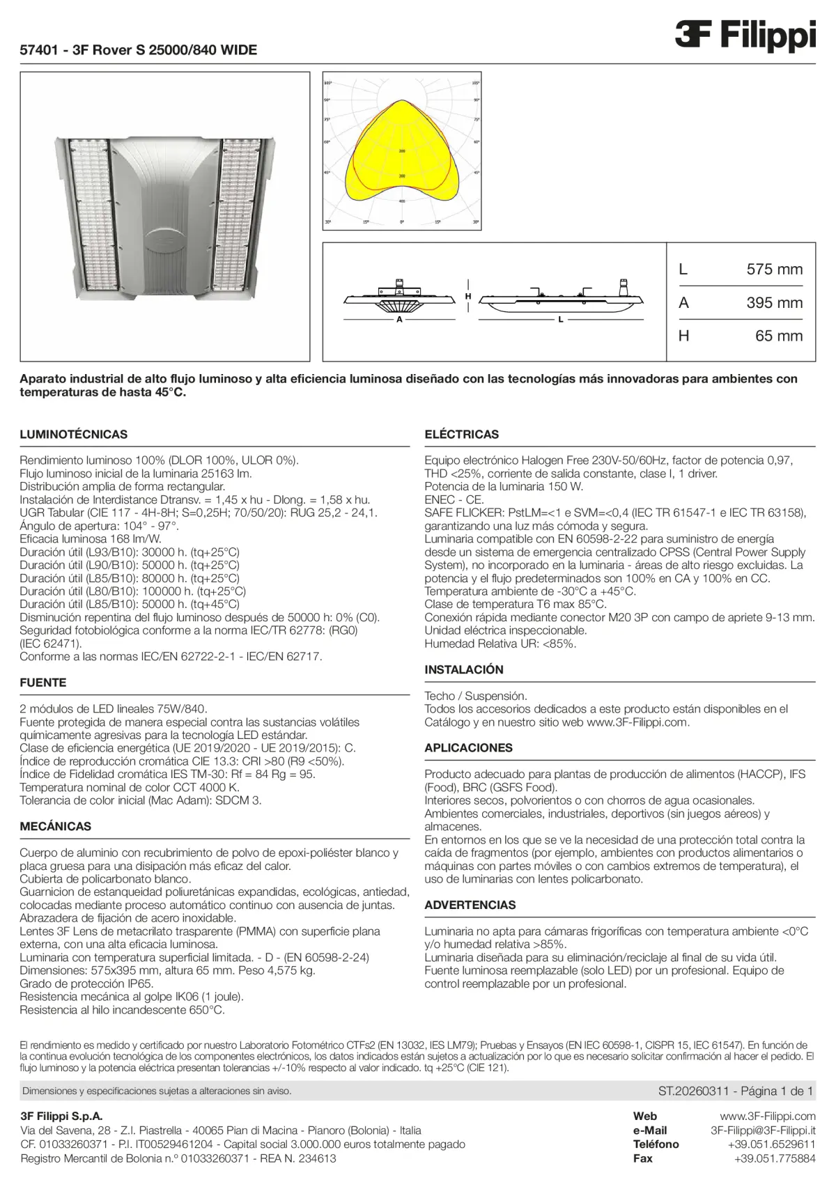 57401 - 3F Rover S 25000-840 WIDE - Datasheet - es