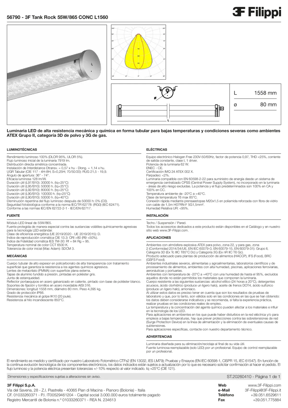 56790 - 3F Tank Rock 55W-865 CONC L1560 - Datasheet - es