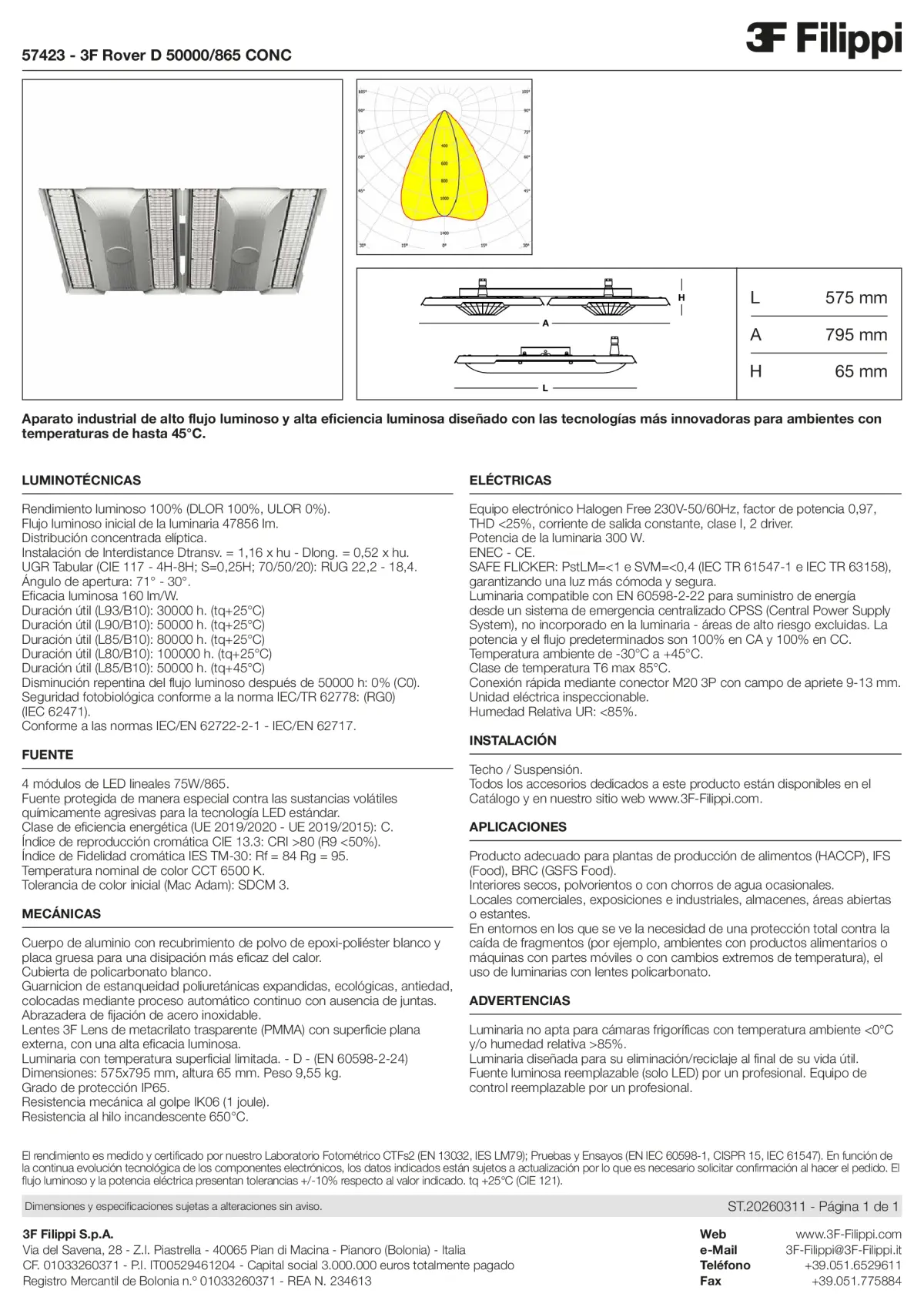 57423 - 3F Rover D 50000-865 CONC - Datasheet - es
