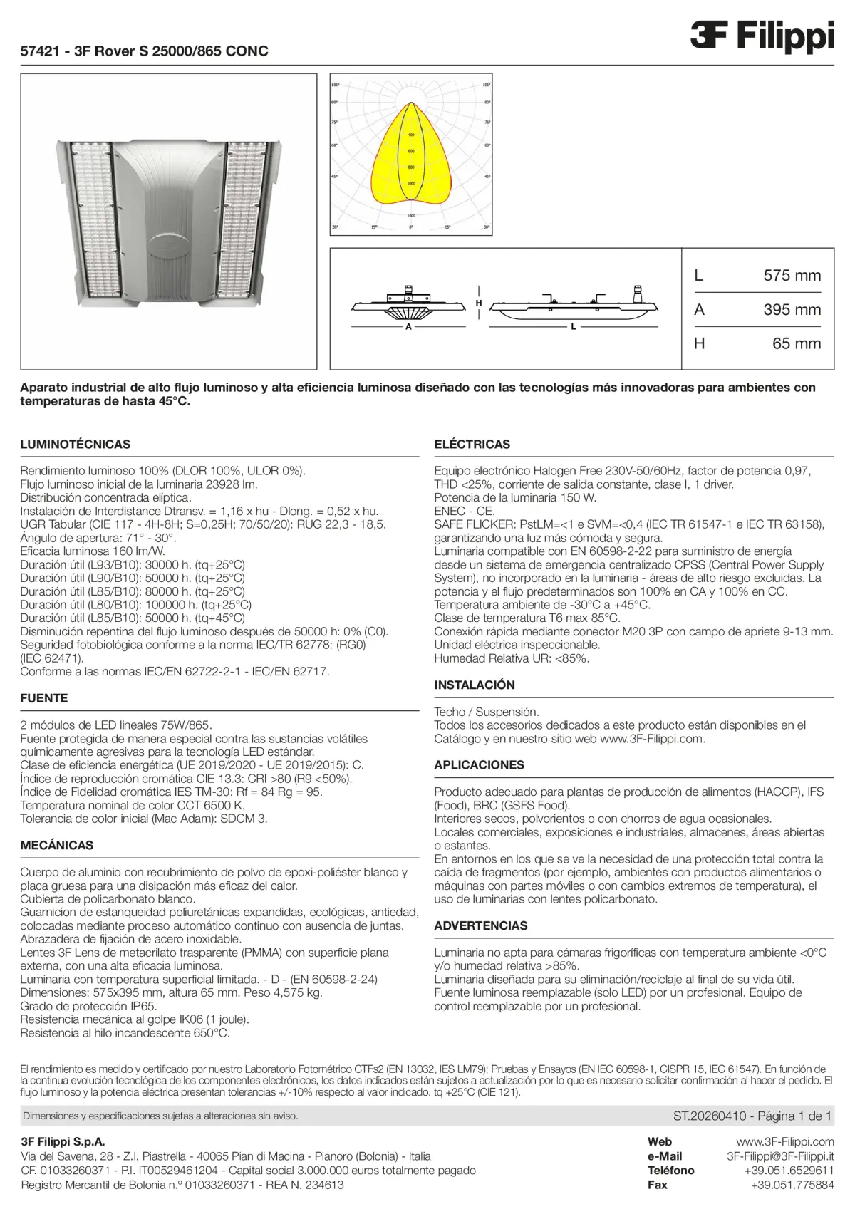 57421 - 3F Rover S 25000-865 CONC - Datasheet - es
