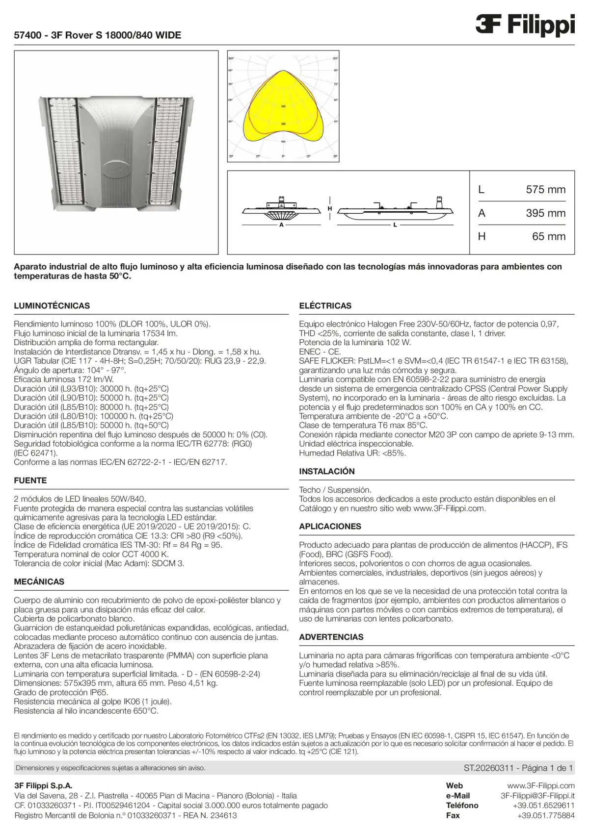 57400 - 3F Rover S 18000-840 WIDE - Datasheet - es