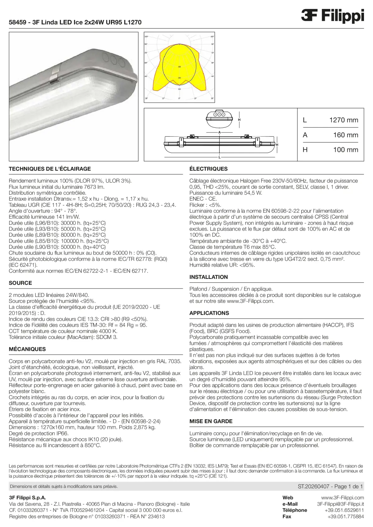58459 - 3F Linda LED Ice 2x24W UR95 L1270 - Datasheet - fr