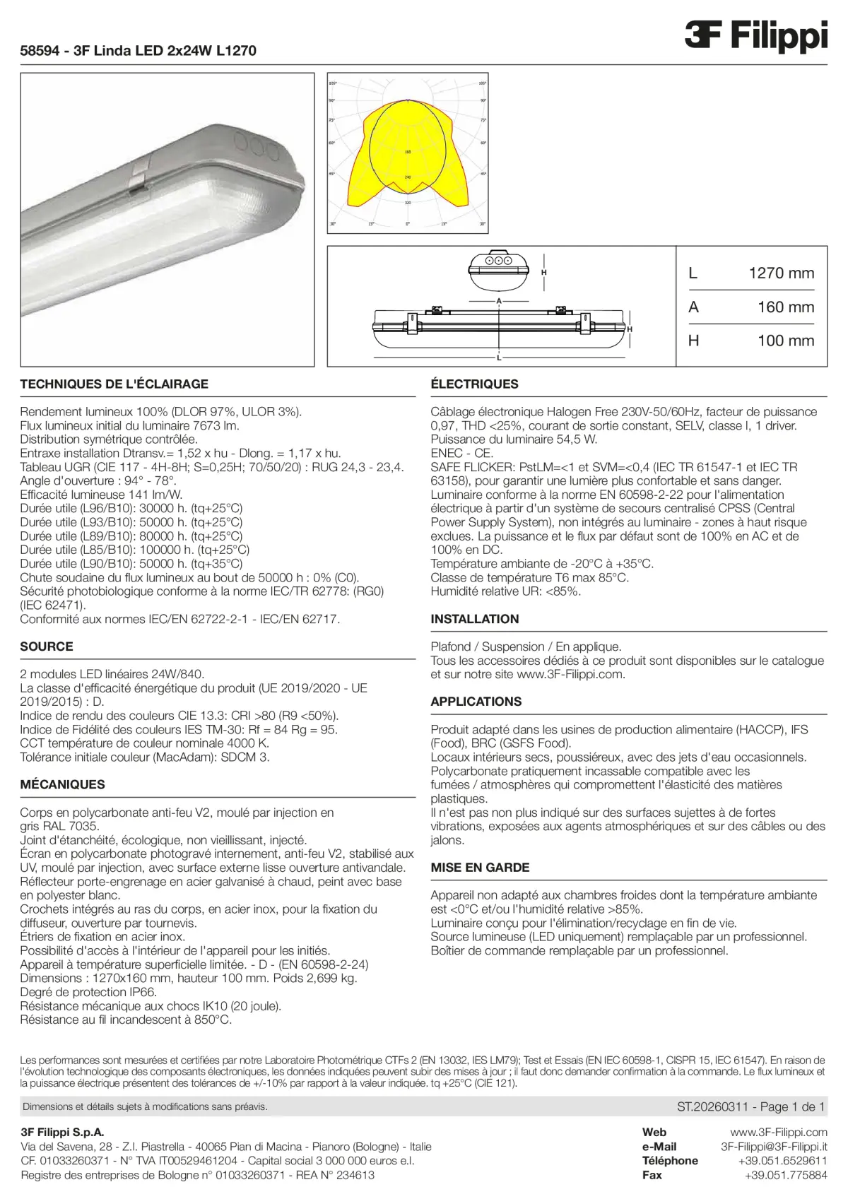 58594 - 3F Linda LED 2x24W L1270 - Datasheet - fr