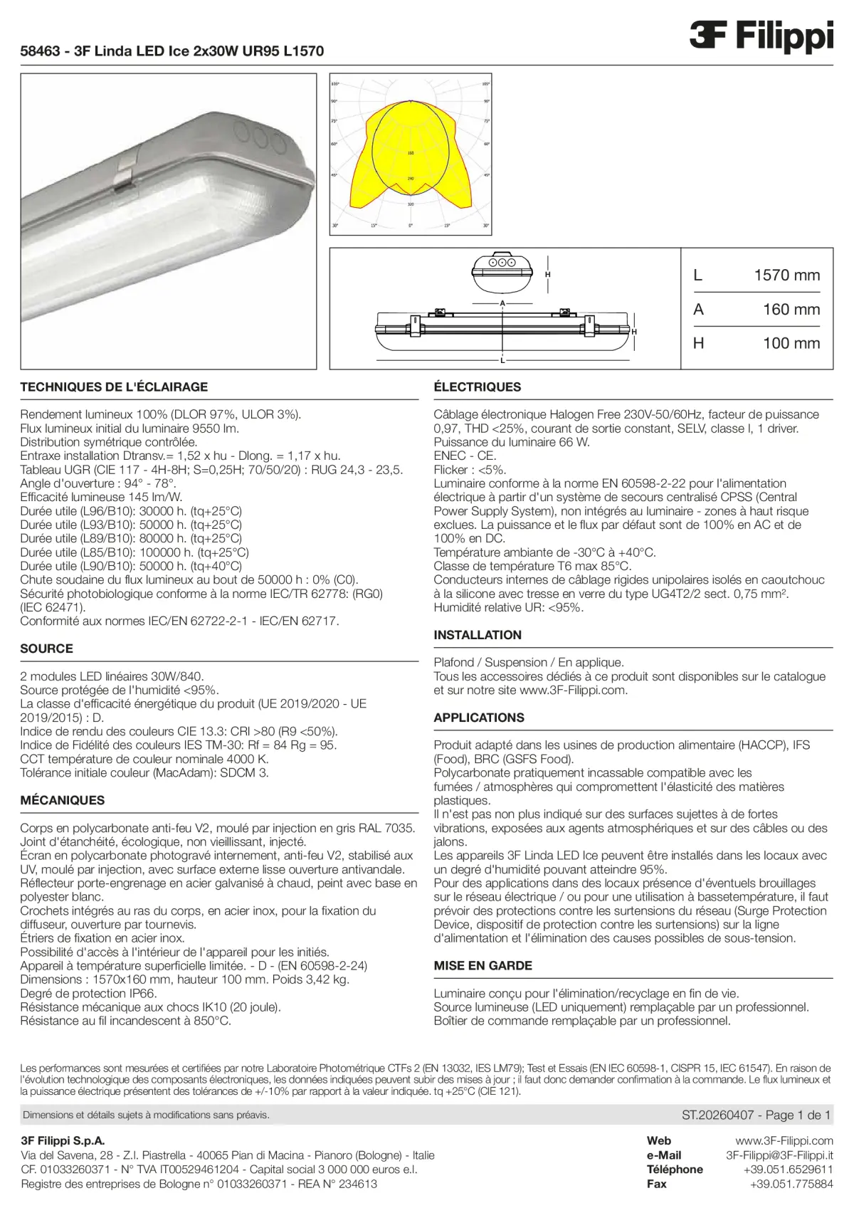 58463 - 3F Linda LED Ice 2x30W UR95 L1570 - Datasheet - fr