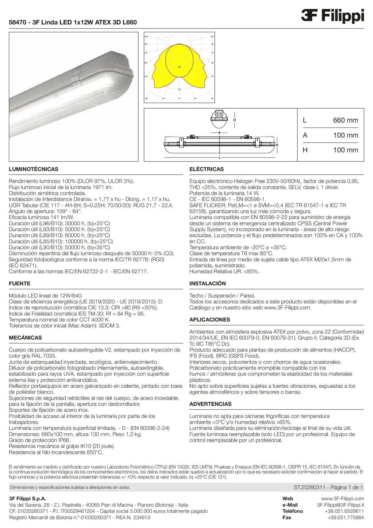 58470 - 3F Linda LED 1x12W ATEX 3D L660 - Datasheet - es