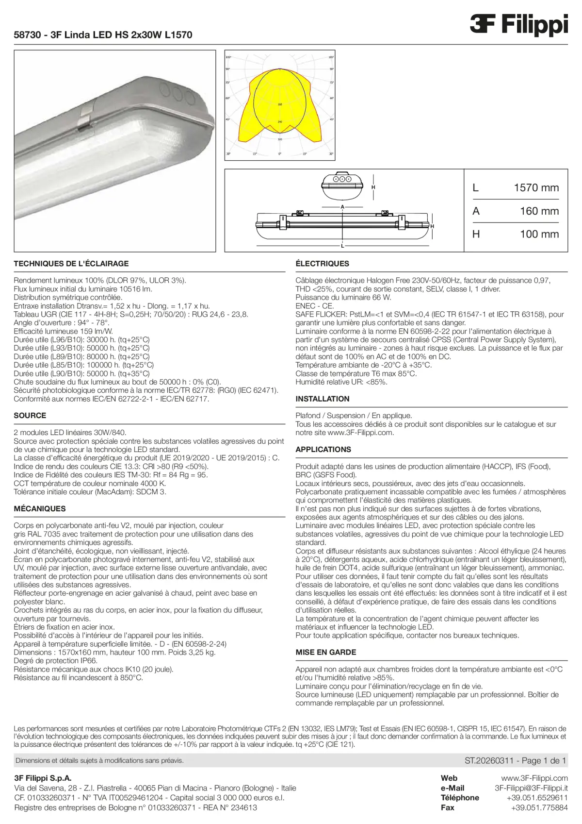 58730 - 3F Linda LED HS 2x30W L1570 - Datasheet - fr