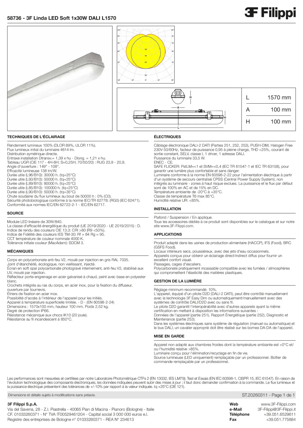 58736 - 3F Linda LED Soft 1x30W DALI L1570 - Datasheet - fr