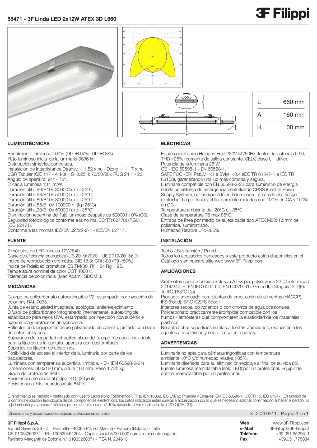 58471 - 3F Linda LED 2x12W ATEX 3D L660 - Datasheet - es