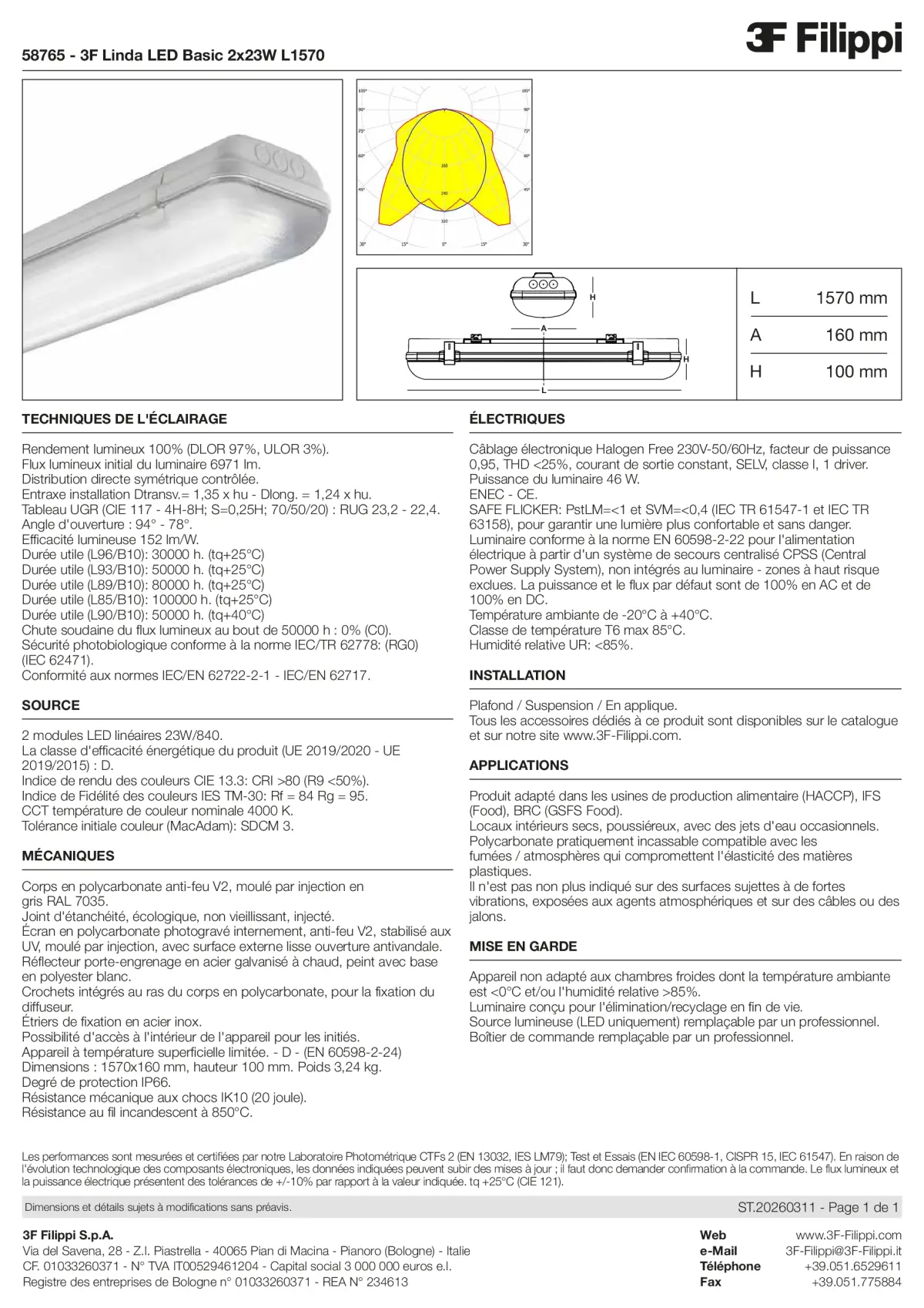 58765 - 3F Linda LED Basic 2x23W L1570 - Datasheet - fr