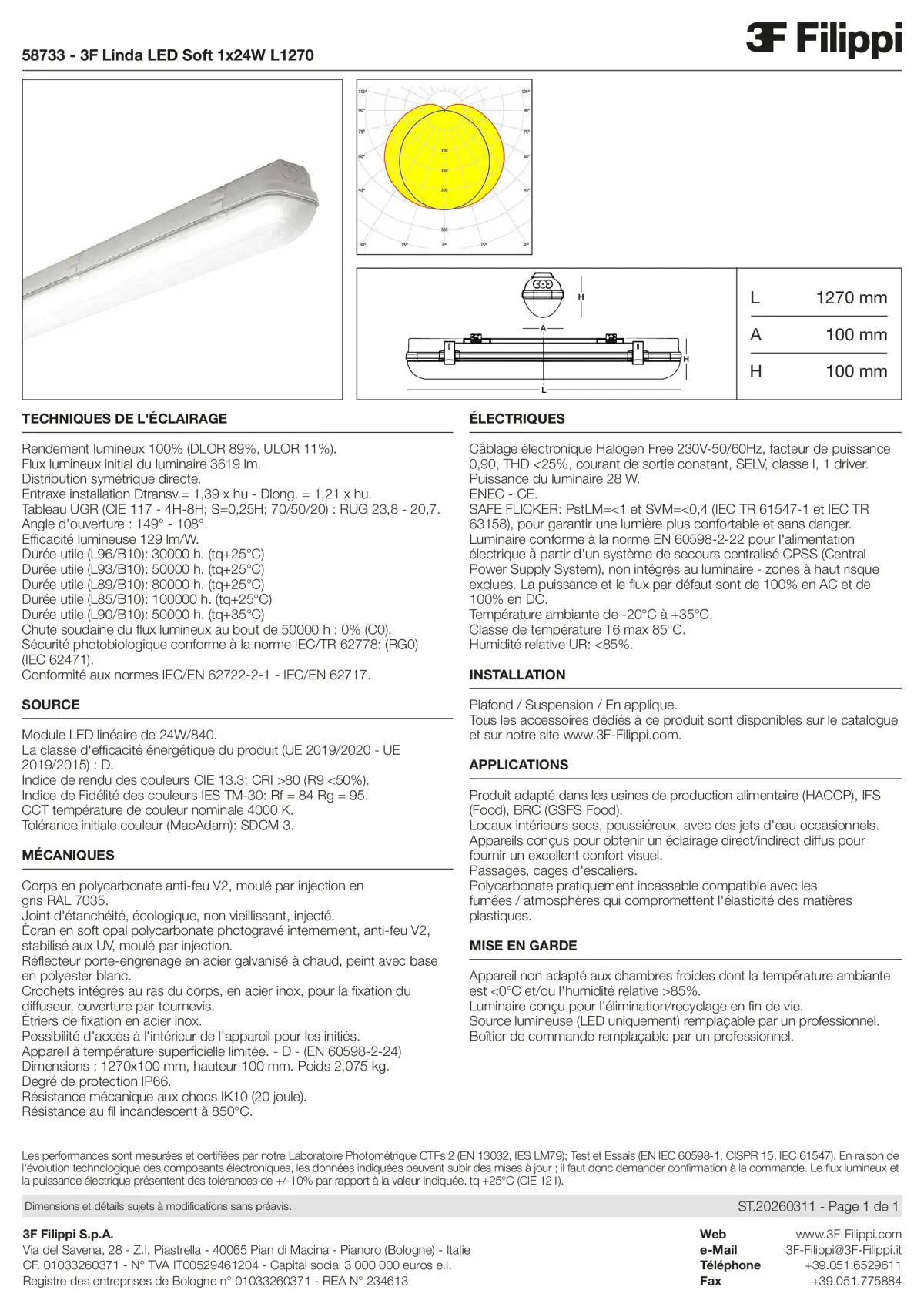 58733 - 3F Linda LED Soft 1x24W L1270 - Datasheet - fr