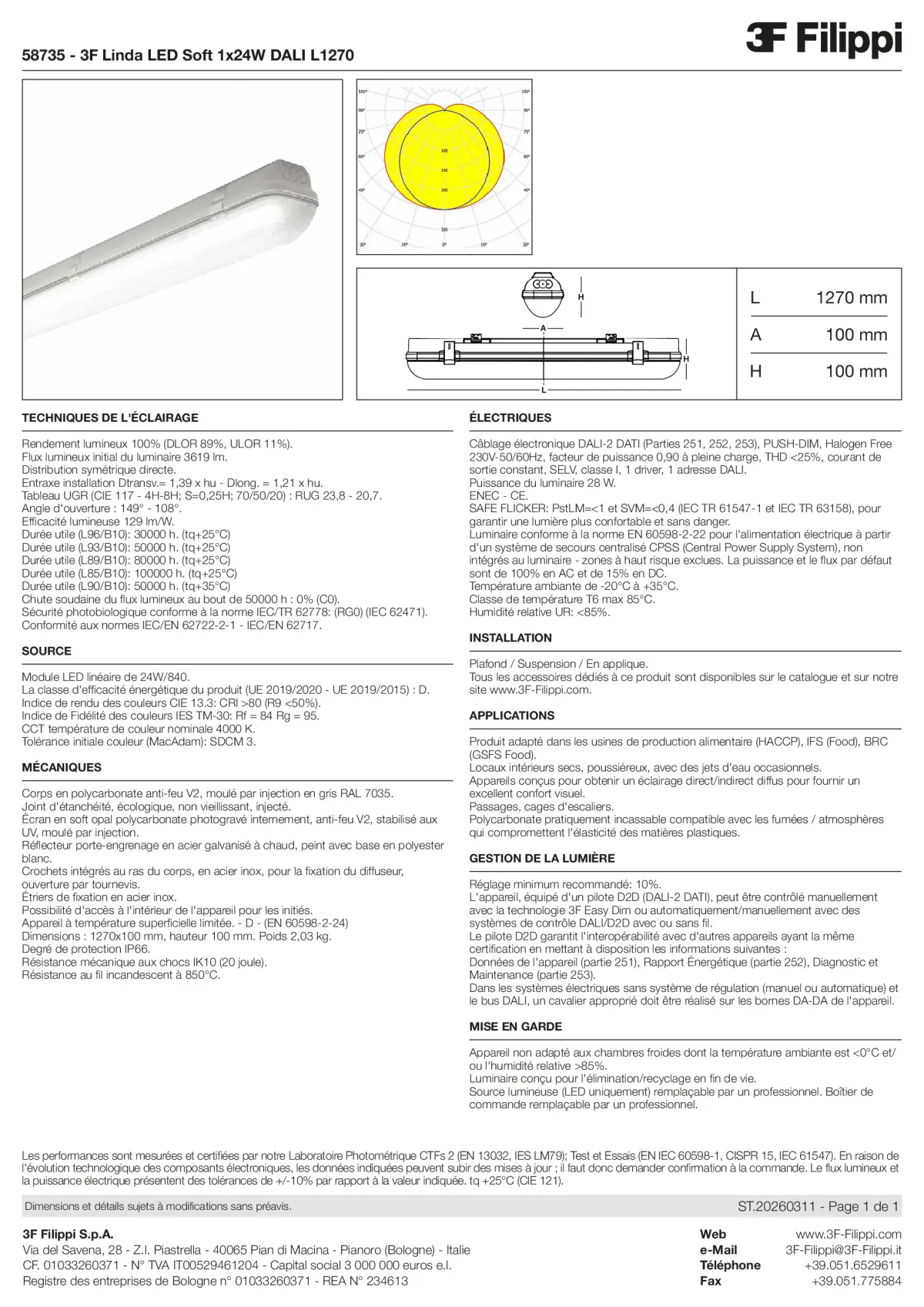 58735 - 3F Linda LED Soft 1x24W DALI L1270 - Datasheet - fr