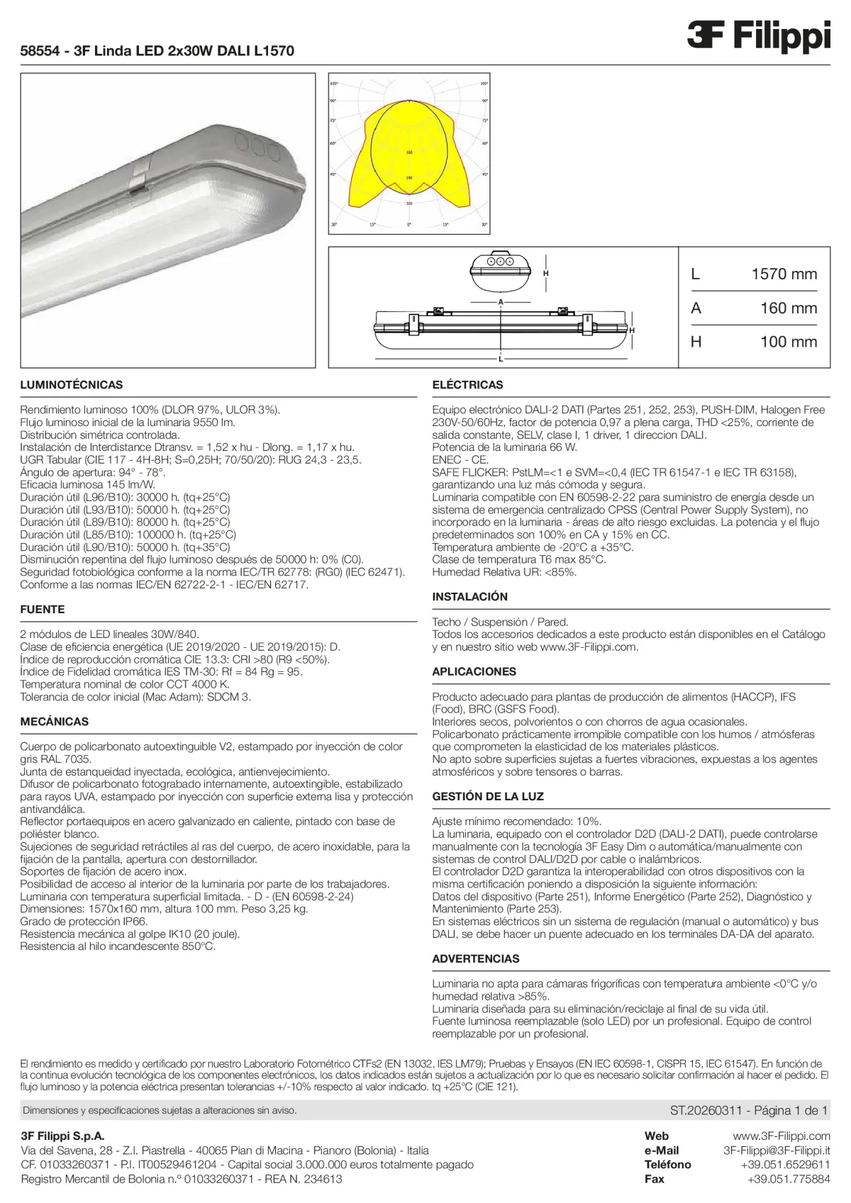 58554 - 3F Linda LED 2x30W DALI L1570 - Datasheet - es