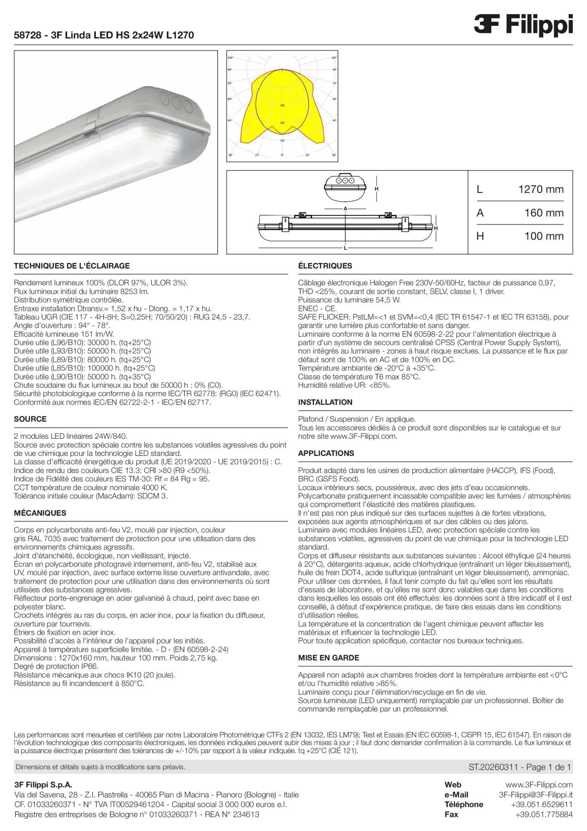 58728 - 3F Linda LED HS 2x24W L1270 - Datasheet - fr