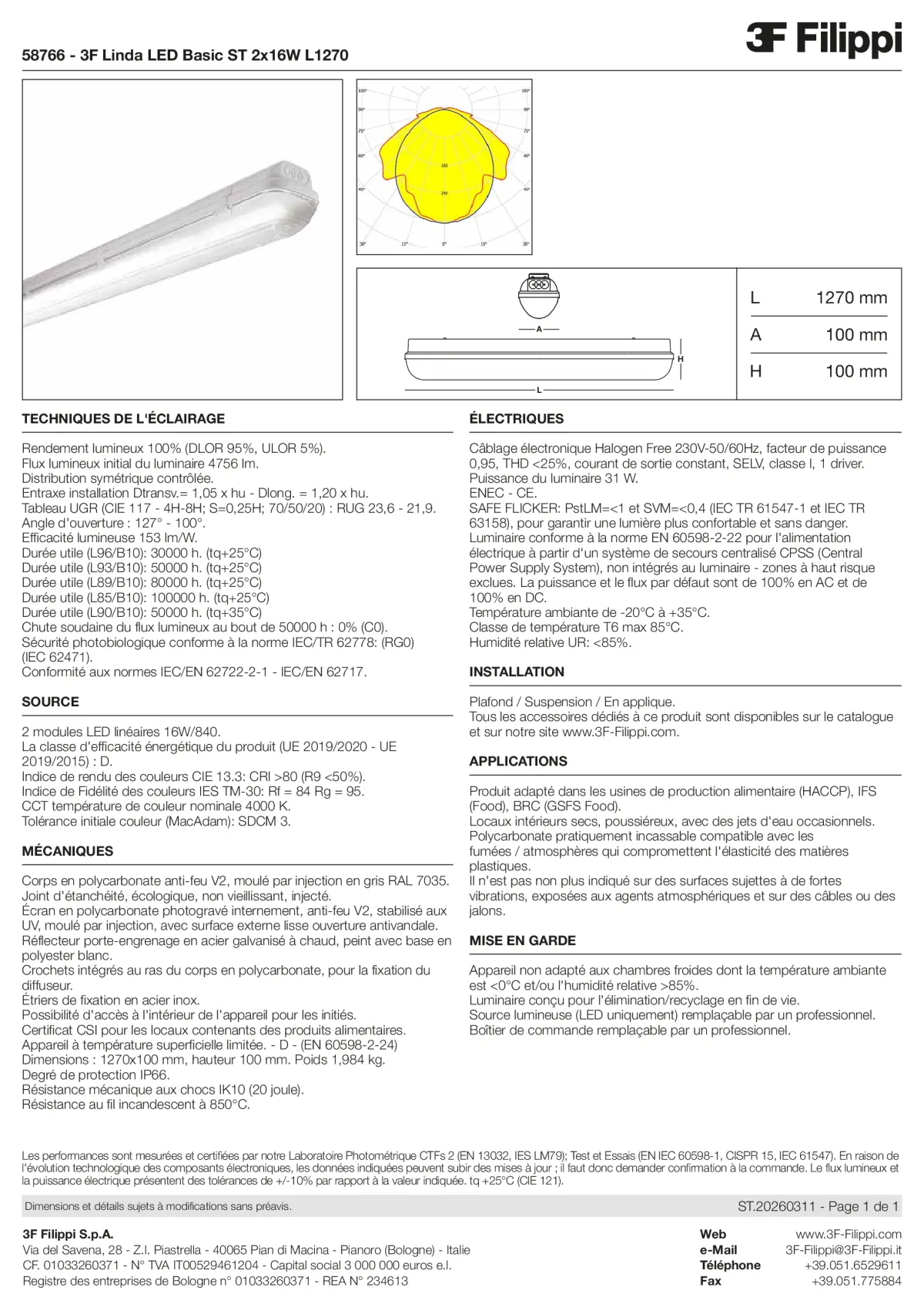 58766 - 3F Linda LED Basic ST 2x16W L1270 - Datasheet - fr