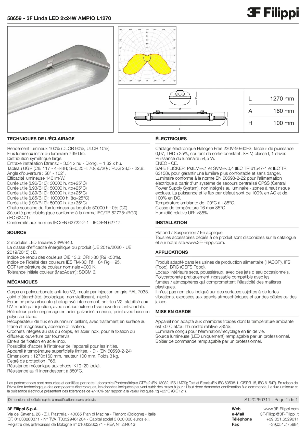 58659 - 3F Linda LED 2x24W AMPIO L1270 - Datasheet - fr