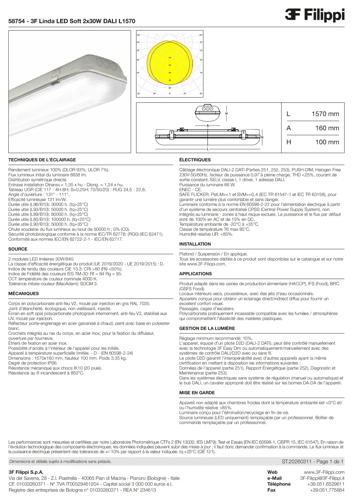 58754 - 3F Linda LED Soft 2x30W DALI L1570 - Datasheet - fr
