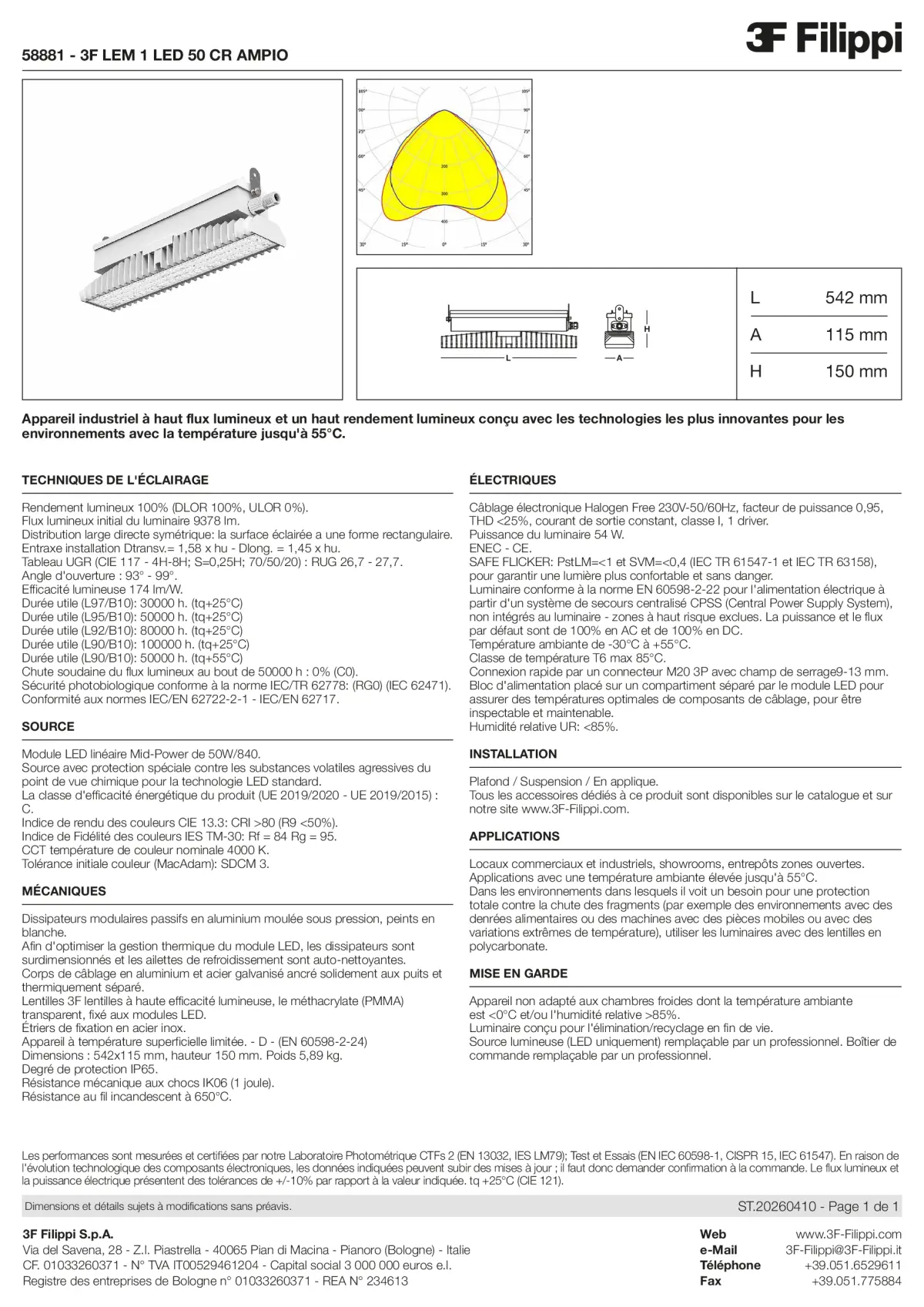58881 - 3F LEM 1 LED 50 CR AMPIO - Datasheet - fr