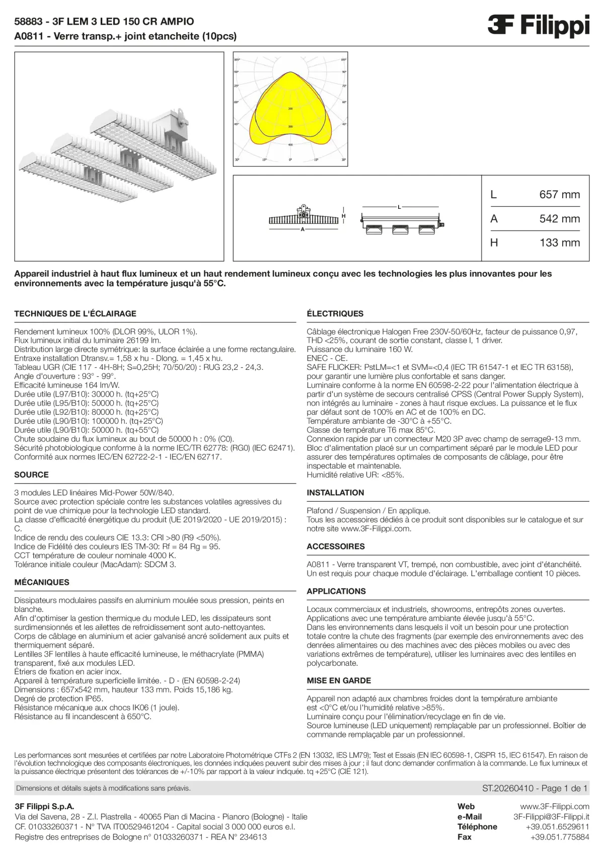 58883+A0811 - 3F LEM 3 LED 150 CR AMPIO + VT - Datasheet - fr
