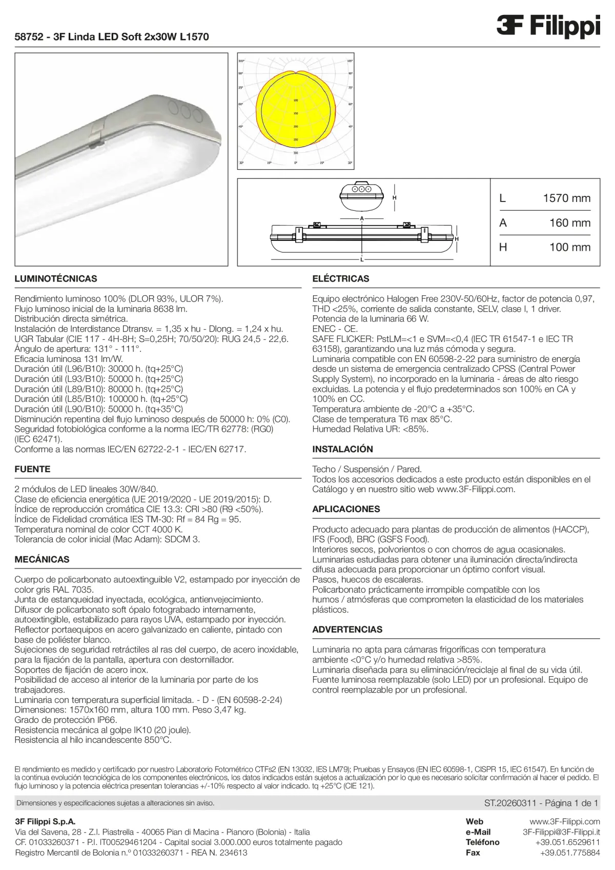 58752 - 3F Linda LED Soft 2x30W L1570 - Datasheet - es